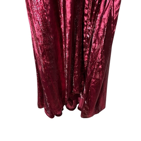 FREE PEOPLE Kara Metallic Red Velvet Short Sleeve Wrap Maxi Dress - Picture 7 of 12